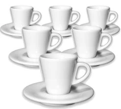 6 Tasses Espresso Et Sous-tasses 7 Cl Porcelaine Favorita - Ancap