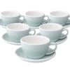 6 Tasses Café Latte Et Sous-tasses Egg 30cl River Blue - Loveramics