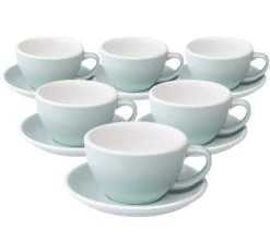6 Tasses Café Latte Et Sous-tasses Egg 30cl River Blue - Loveramics