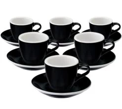 6 Tasses Espresso Et Sous-tasses Egg Black Loveramics - 8 Cl