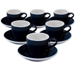 Tasses - LOVERAMICS - Espresso Et Sous-tasses Egg Denim 8cl X6