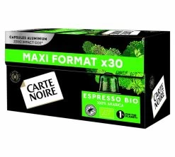 30 Capsules Compatibles Nespresso® - Espresso BIO - CARTE NOIRE 15 30 Capsules Compatibles Nespresso® - Espresso BIO - CARTE NOIRE -Cafe Lux Magasin espresso bio x30 side