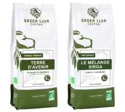 Pack 500 G Café En Grain Bio Terre D'avenir Et Mélange Sirga - GREEN LION COFFEE