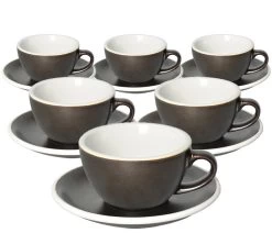 6 Tasses Cappuccino Et Sous-tasses Egg 20 Cl Gunpowder- Loveramics