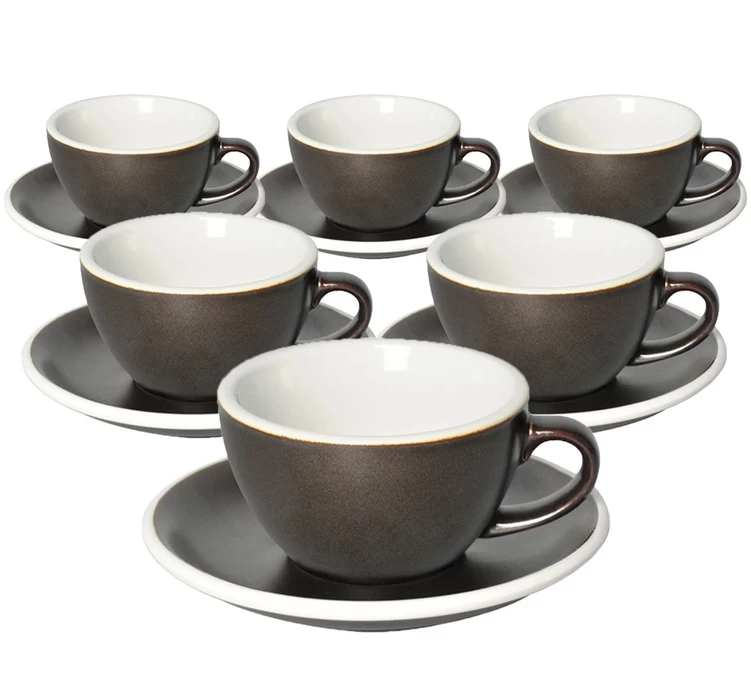6 Tasses Cappuccino Et Sous-tasses Egg 20 Cl Gunpowder- Loveramics 1 6 Tasses Cappuccino Et Sous-tasses Egg 20 Cl Gunpowder- Loveramics