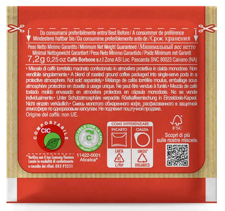 50 Dosettes ESE - Miscela Rossa - CAFFE BORBONE 3 50 Dosettes ESE - Miscela Rossa - CAFFE BORBONE – Image 3