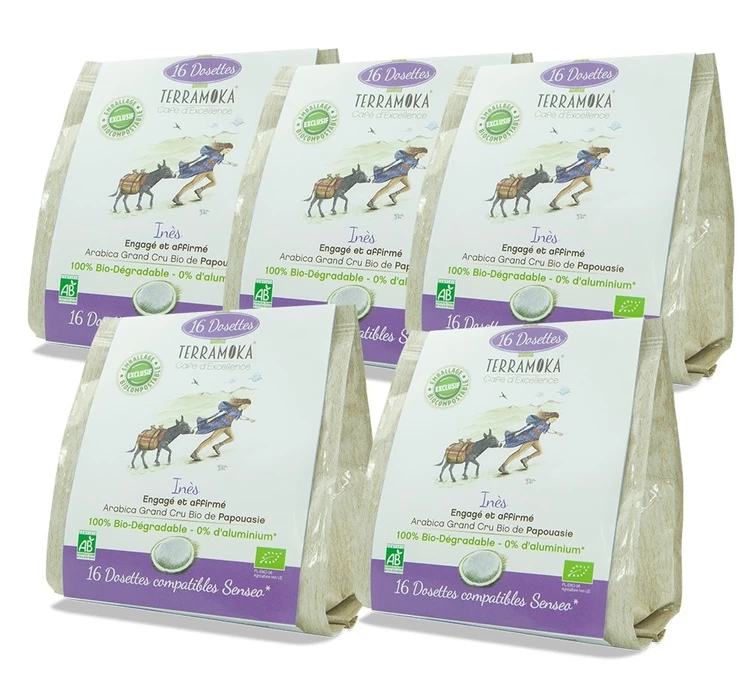 Pack 80 Dosettes Compatibles Senseo Souples Bio Ines - TERRAMOKA 1 Pack 80 Dosettes Compatibles Senseo Souples Bio Ines - TERRAMOKA