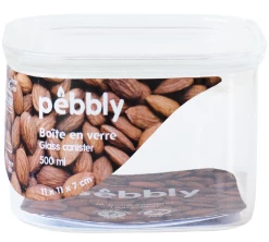 Boîte De Conservation Carrée En Verre 500ml - PEBBLY
