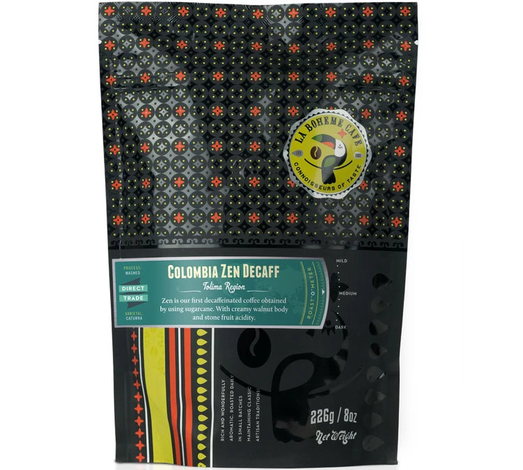226g Café En Grains Colombie Zen Decaff - La Bohème Café 1 226g Café En Grains Colombie Zen Decaff - La Bohème Café