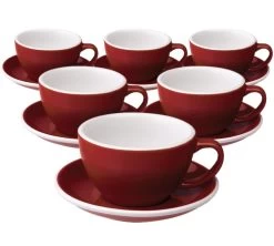 6 Tasses Café Latte Et Sous-tasses Egg 30 Cl Rouge - Loveramics