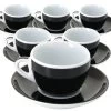 6 Tasses Et Sous-tasses Cappuccino Verona Noire Millecolori - Ancap