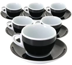 6 Tasses Et Sous-tasses Cappuccino Verona Noire Millecolori - Ancap