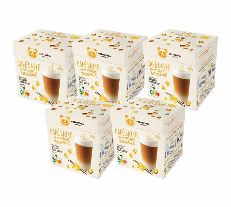 60 Capsules Compatibles Nescafe® Dolce Gusto® Latte Saveur Vanille Macadamia - COLUMBUS CAFE & CO 1 60 Capsules Compatibles Nescafe® Dolce Gusto® Latte Saveur Vanille Macadamia - COLUMBUS CAFE & CO