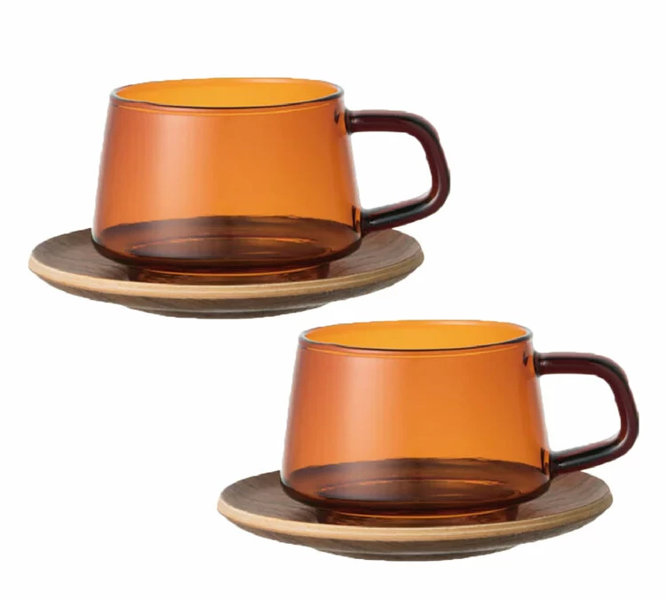 Lot De 2 Tasses + Sous Tasses - KINTO - 27 Cl Ambre 1 Lot De 2 Tasses + Sous Tasses - KINTO - 27 Cl Ambre