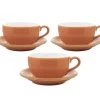 3 Tasses Et Sous Tasses Latte Bowl 25 Cl Orange - ORIGAMI
