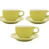3 Tasses Et Sous Tasses Latte Bowl 19 Cl Vert - ORIGAMI