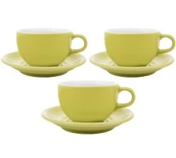 3 Tasses Et Sous Tasses Latte Bowl 19 Cl Vert - ORIGAMI