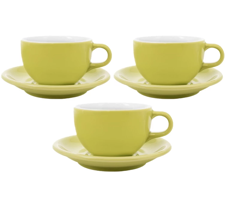 3 Tasses Et Sous Tasses Latte Bowl 19 Cl Vert - ORIGAMI 1 3 Tasses Et Sous Tasses Latte Bowl 19 Cl Vert - ORIGAMI