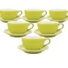 6 Tasses Et Sous Tasses Latte Bowl Origami 25 Cl - Vert