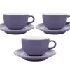 3 Tasses Et Sous Tasses Latte Bowl 19 Cl Violet - ORIGAMI