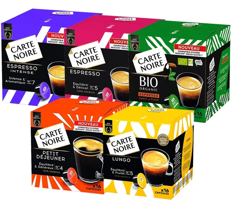 Pack Découverte 80 Capsules Compatibles Nescafe® Dolce Gusto® - CARTE NOIRE 1 Pack Découverte 80 Capsules Compatibles Nescafe® Dolce Gusto® - CARTE NOIRE