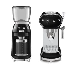 Set Petit-Déjeuner Machine Expresso ECF01BLEU Et Moulin à Café CGF01BLEU Noir - SMEG