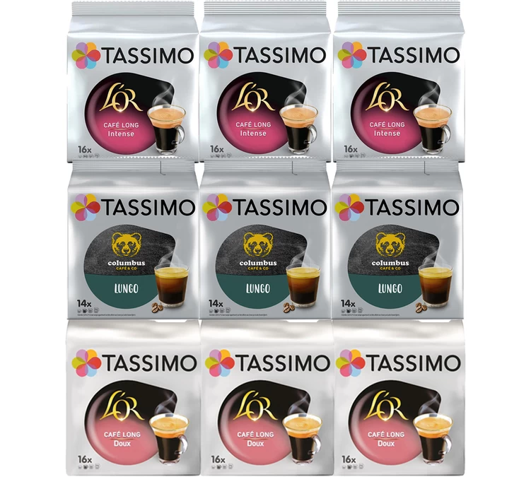 Pack Découverte 138 Dosettes Café Long - TASSIMO 1 Pack Découverte 138 Dosettes Café Long - TASSIMO