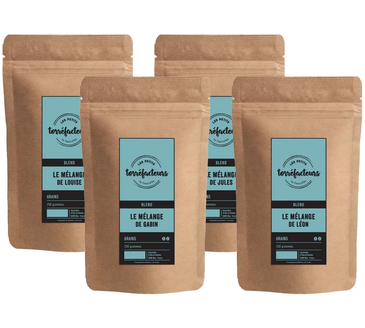 Pack Découverte - 4 Mélanges Exclusifs - 4x250g - Les Petits Torréfacteurs 1 Pack Découverte - 4 Mélanges Exclusifs - 4x250g - Les Petits Torréfacteurs