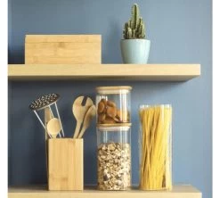 Boîte De Conservation Carrée - En Verre Et Bambou 1.4L - PEBBLY -Cafe Lux Magasin pebblboite2