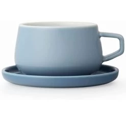Mug Et Sous Tasse En Porcelaine - Hazy Blue - 30 Cl - Viva Scandinavia