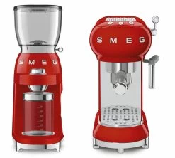 Set Petit-Déjeuner Machine Expresso ECF01RDEU Et Moulin à Café CGF01RDEU Rouge - SMEG