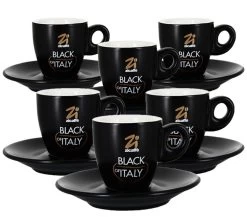 6 Tasses Et Sous-tasses Black Of Italy 7cl - Zicaffè