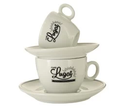 6 Tasses Cappuccino Et Sous-tasses Porcelaine - 17.5 Cl - Cafés Lugat -Cafe Lux Magasin tasses cafes lugat 1